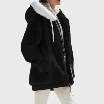 Women's Multicolor Patchwork Puffer Jacket – Hooded Zip-Up