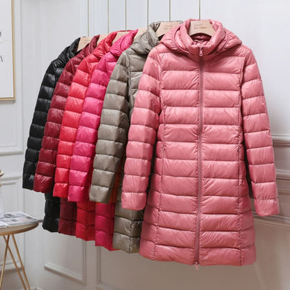 Women's Lightweight Quilted Coat – Hooded Zip-Up