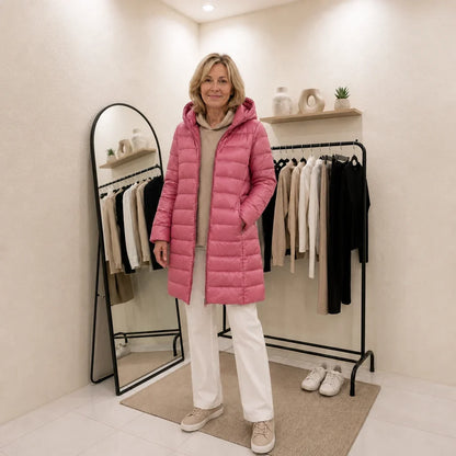 Women's Lightweight Quilted Coat – Hooded Zip-Up