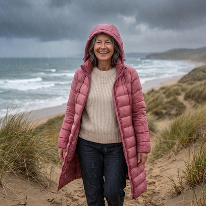 Women's Lightweight Quilted Coat – Hooded Zip-Up