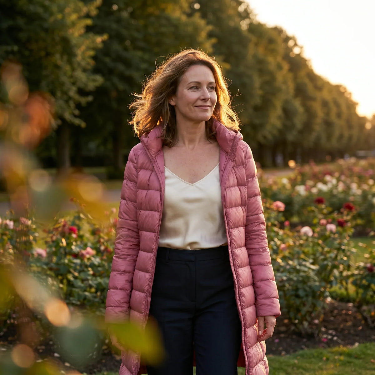 Women's Lightweight Quilted Coat – Hooded Zip-Up