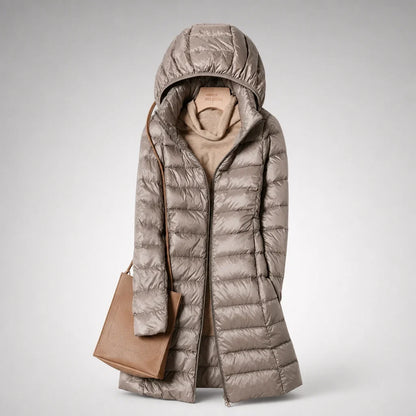 Women's Lightweight Quilted Coat – Hooded Zip-Up