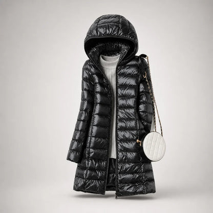 Women's Lightweight Quilted Coat – Hooded Zip-Up