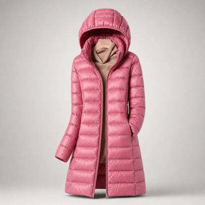 Women's Lightweight Quilted Coat – Hooded Zip-Up