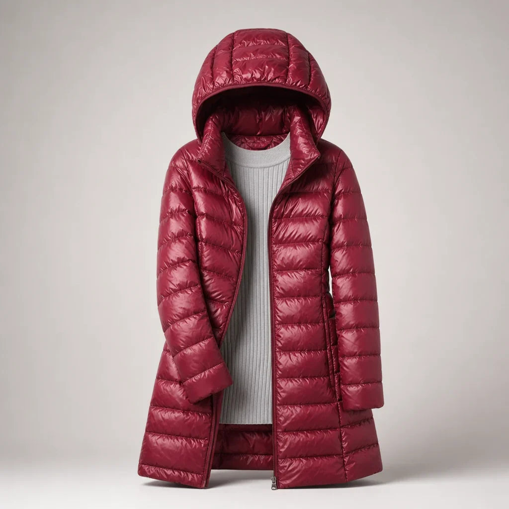 Women's Lightweight Quilted Coat – Hooded Zip-Up