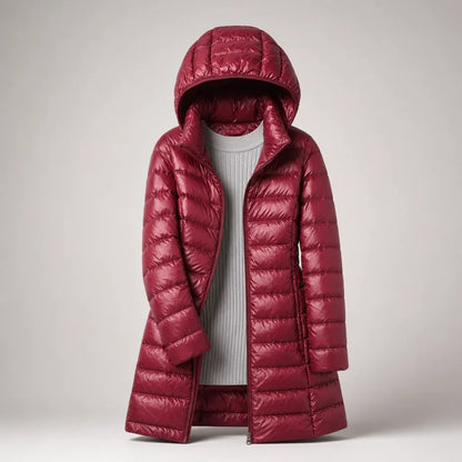 Women's Lightweight Quilted Coat – Hooded Zip-Up