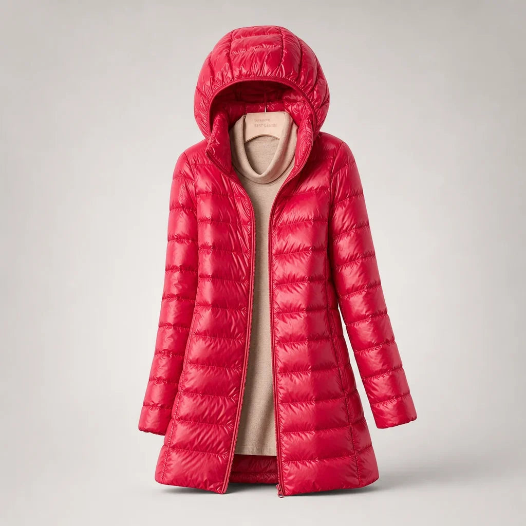 Women's Lightweight Quilted Coat – Hooded Zip-Up
