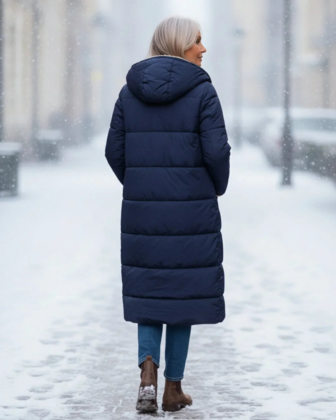 Women's Longline Quilted Coat – Sherpa-Lined Hooded