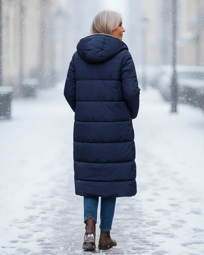Women's Longline Quilted Coat – Sherpa-Lined Hooded