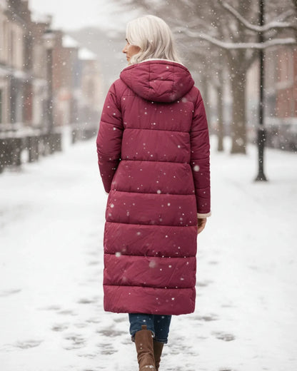 Women's Longline Quilted Coat – Sherpa-Lined Hooded