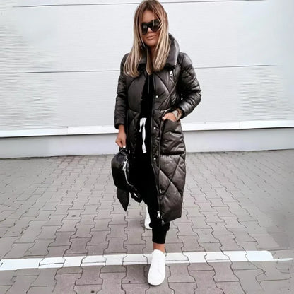 Women’s Long Puffer Coat - Quilted Winter Jacket