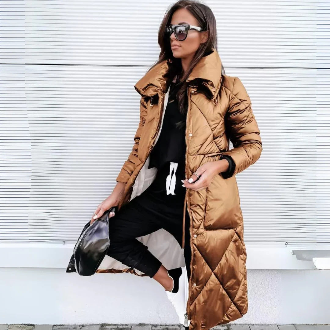 Women’s Long Puffer Coat - Quilted Winter Jacket