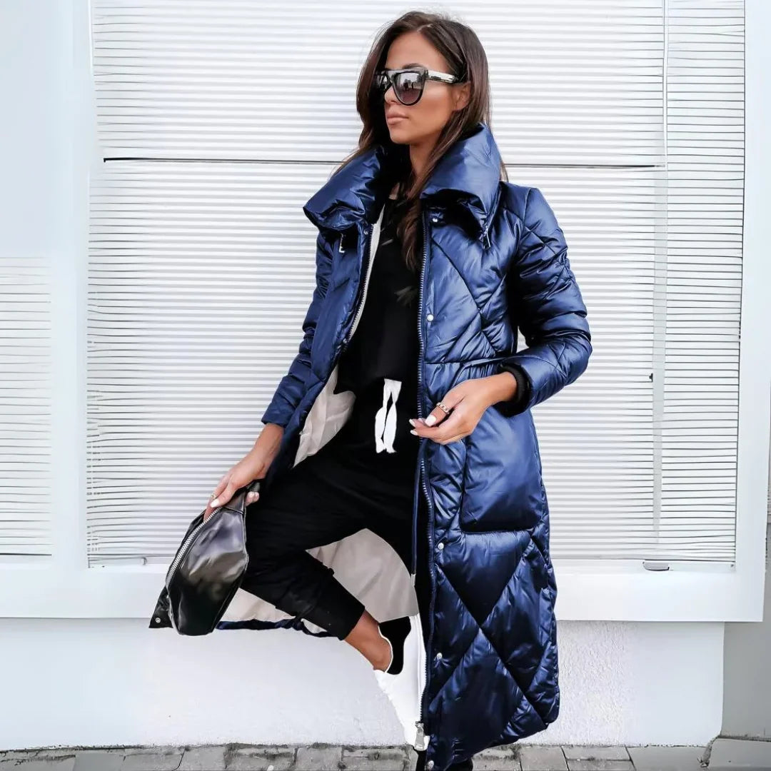Women’s Long Puffer Coat - Quilted Winter Jacket