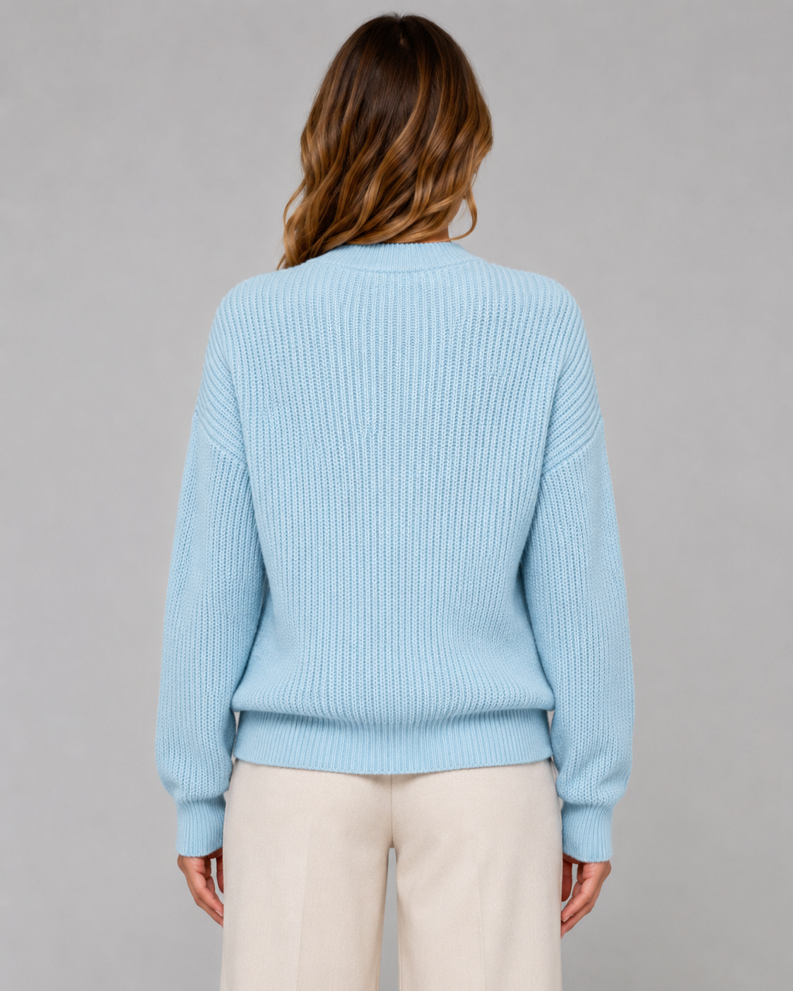 Women's Henley Sweater - Ribbed Knit Button Neck