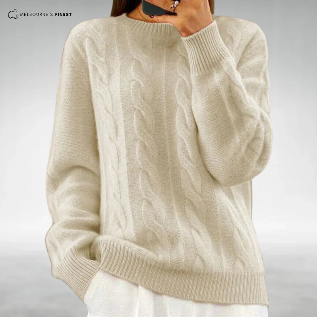 Women's Cable Knit Sweater – Crewneck Long Sleeve