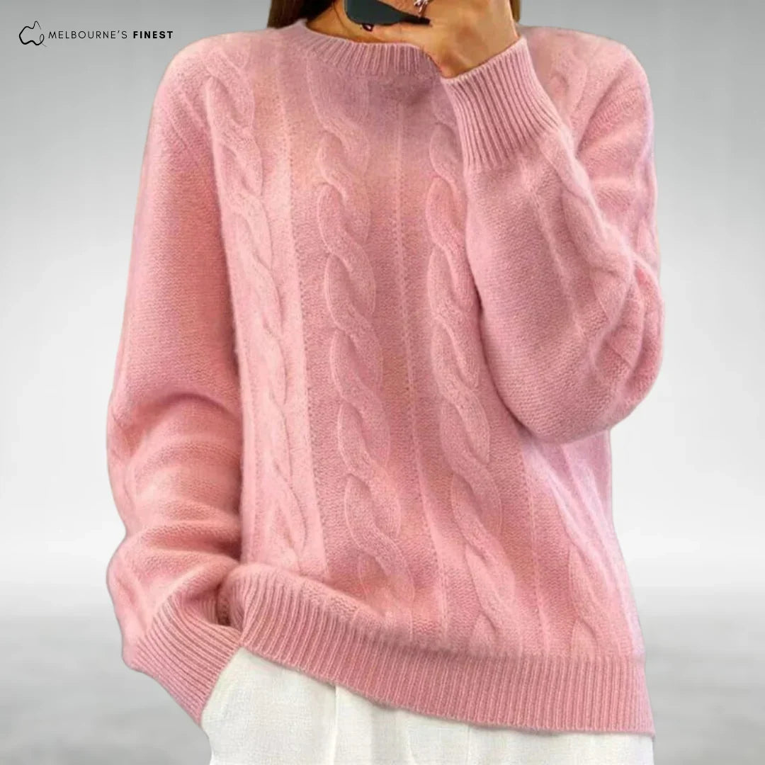Women's Cable Knit Sweater – Crewneck Long Sleeve