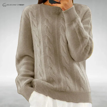 Women's Cable Knit Sweater – Crewneck Long Sleeve