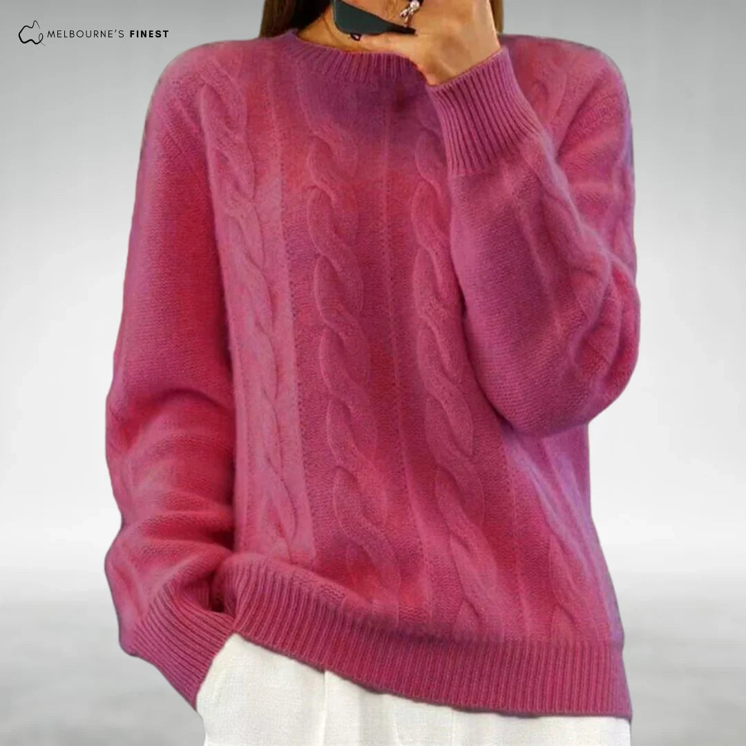 Women's Cable Knit Sweater – Crewneck Long Sleeve