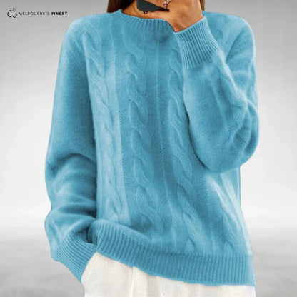 Women's Cable Knit Sweater – Crewneck Long Sleeve