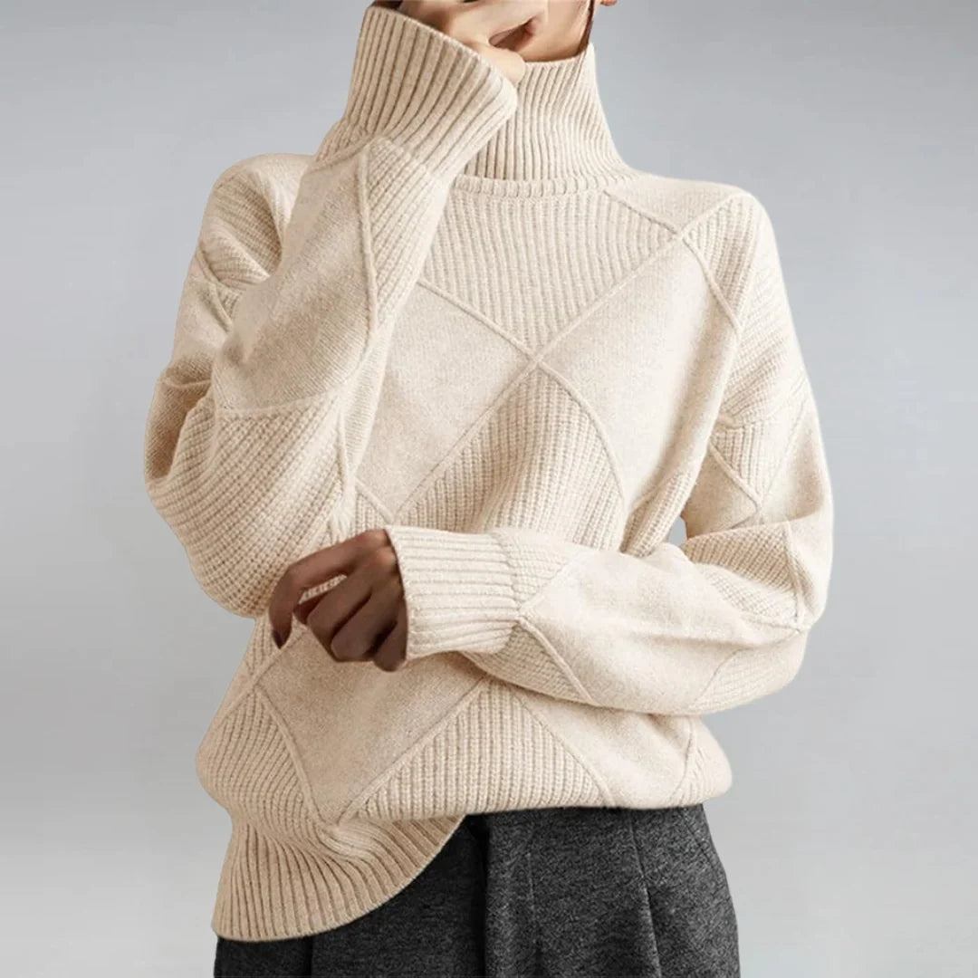 Women's Cashmere Blend Turtleneck Sweater – Long Sleeve