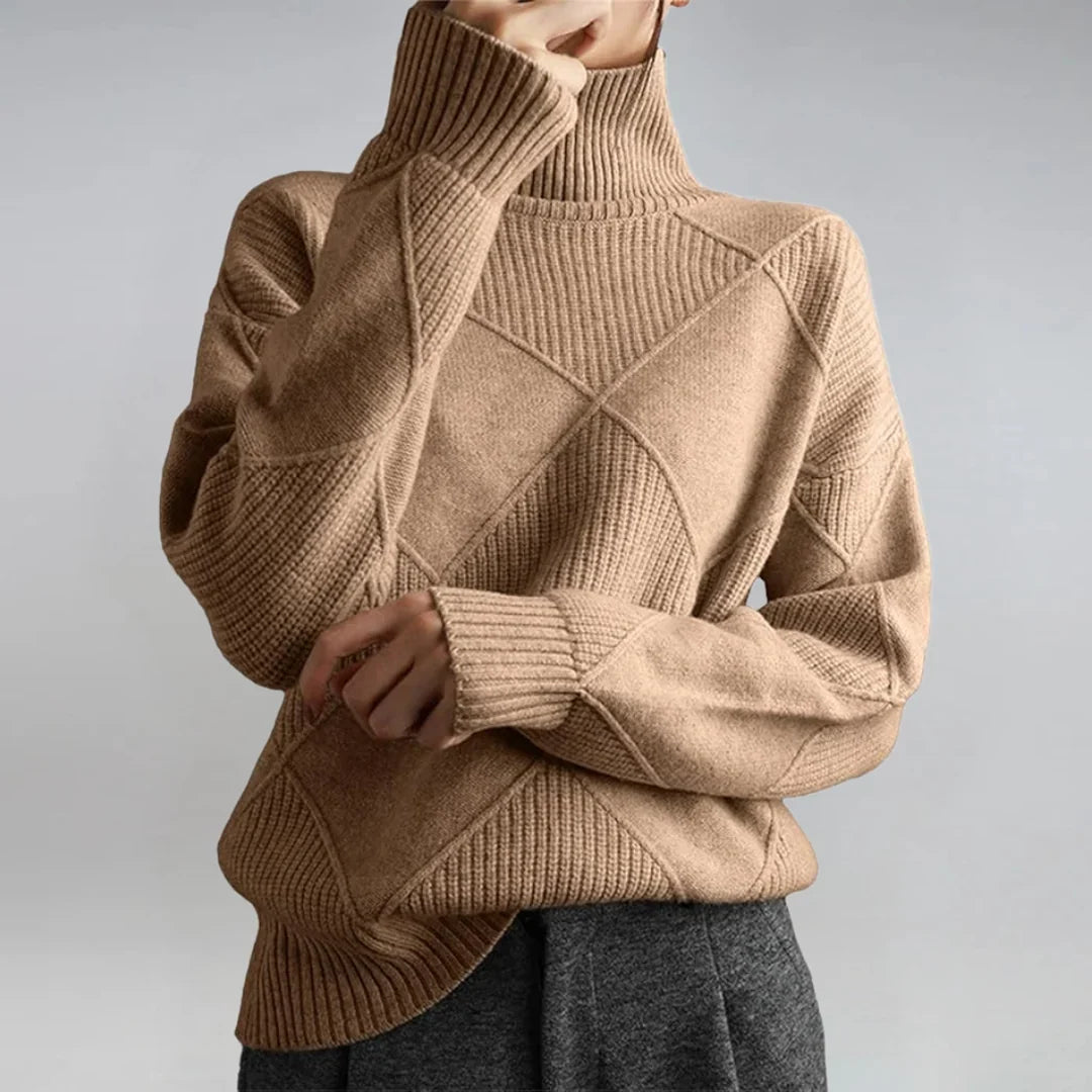 Women's Cashmere Blend Turtleneck Sweater – Long Sleeve