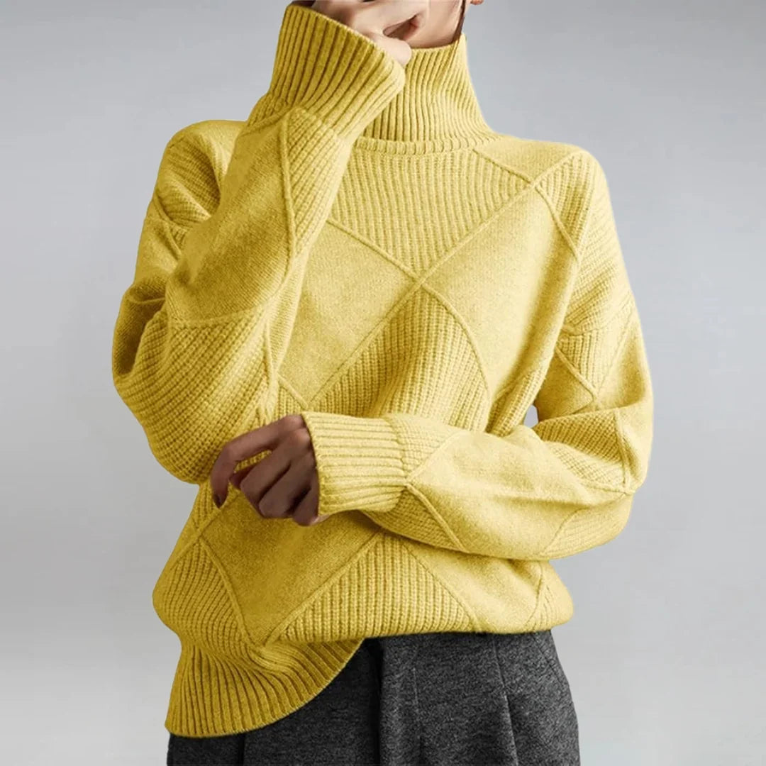 Women's Cashmere Blend Turtleneck Sweater – Long Sleeve