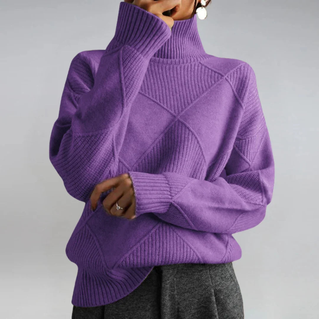 Women's Cashmere Blend Turtleneck Sweater – Long Sleeve