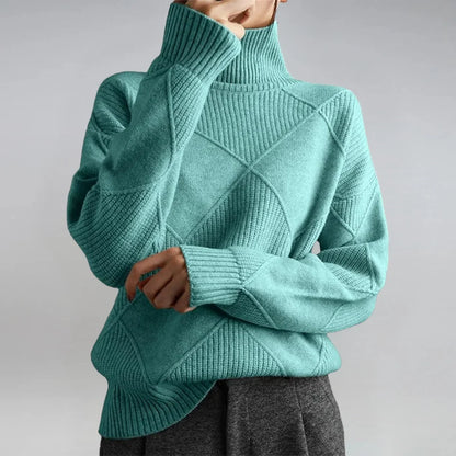 Women's Cashmere Blend Turtleneck Sweater – Long Sleeve