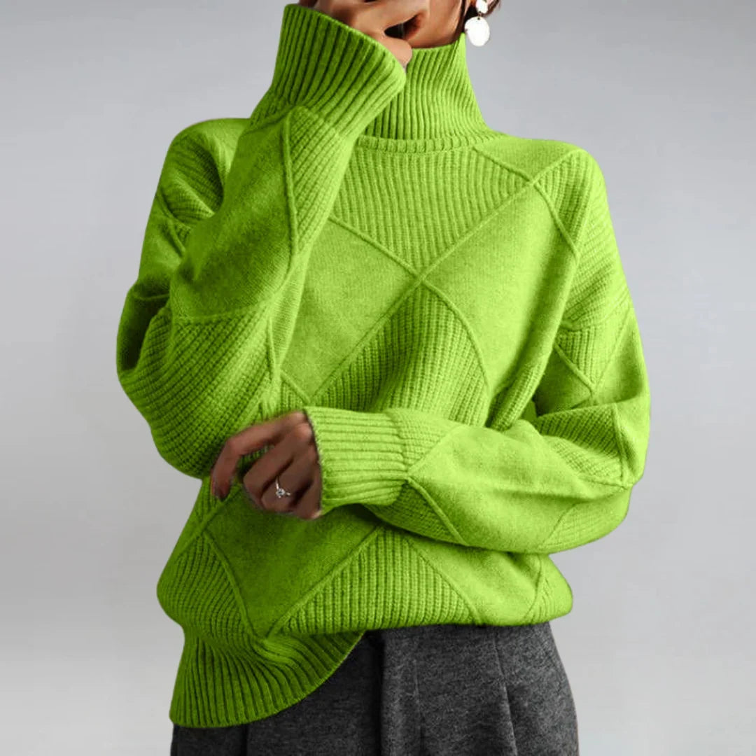 Women's Cashmere Blend Turtleneck Sweater – Long Sleeve
