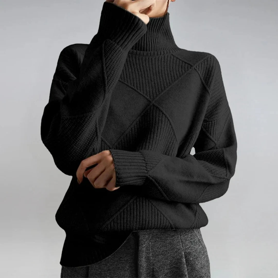Women's Cashmere Blend Turtleneck Sweater – Long Sleeve