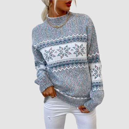 Women's Fair Isle Sweater – Mock Neck Long Sleeve