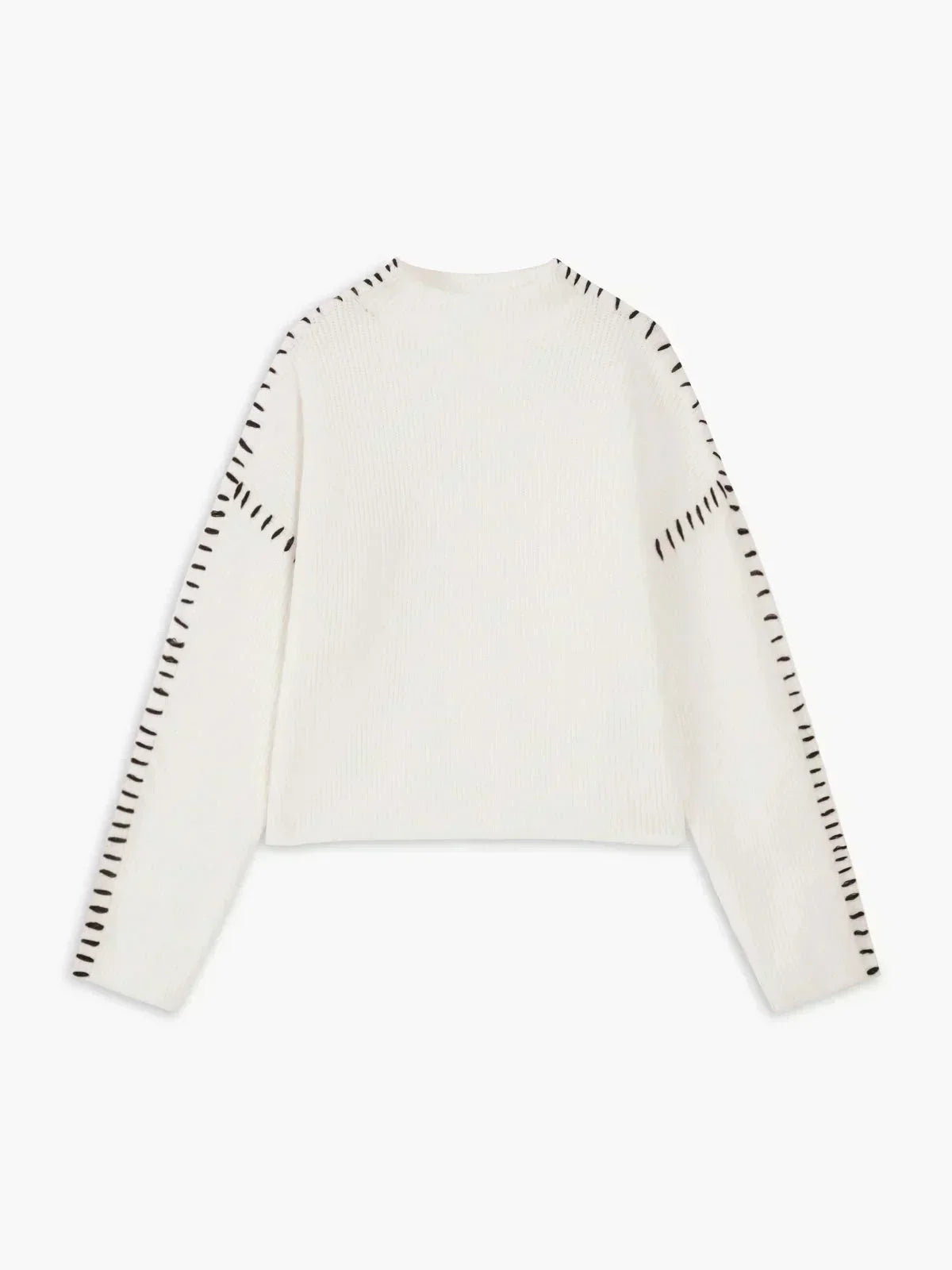 Women's Oversized Mock Neck Sweater – Whipstitch Detail