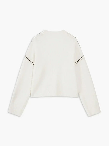 Women's Oversized Mock Neck Sweater – Whipstitch Detail