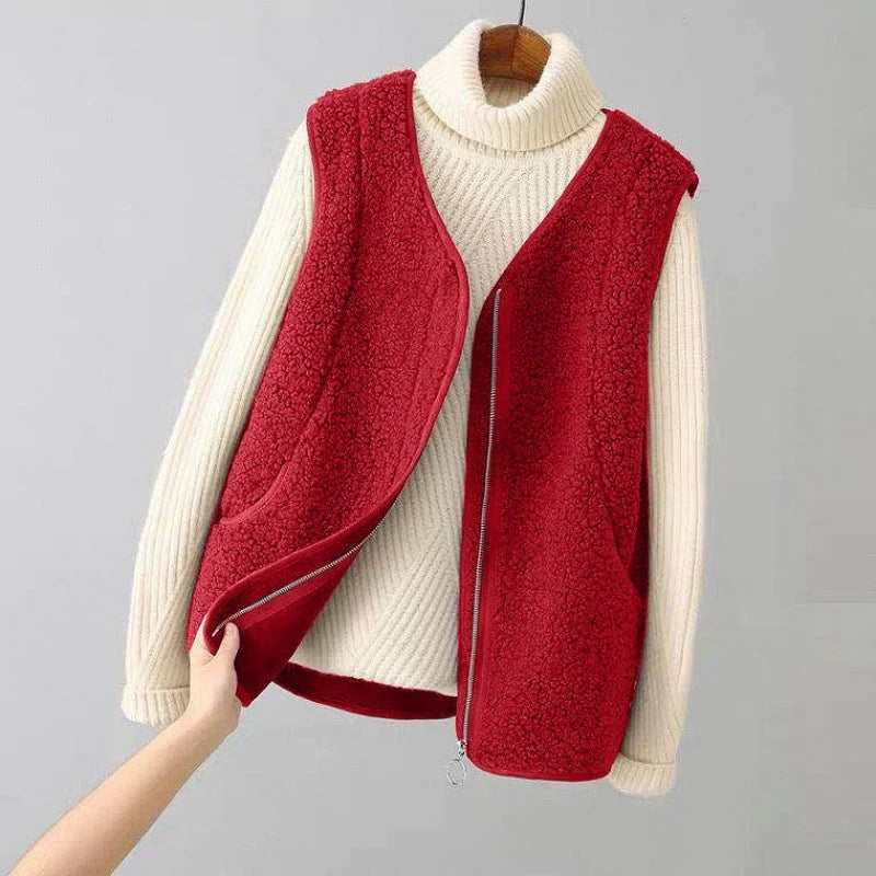 Women's Fleece Sweater Vest – Zip-Up with Pockets