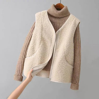 Women's Fleece Sweater Vest – Zip-Up with Pockets