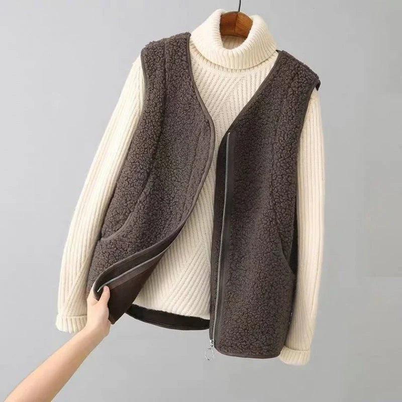 Women's Fleece Sweater Vest – Zip-Up with Pockets