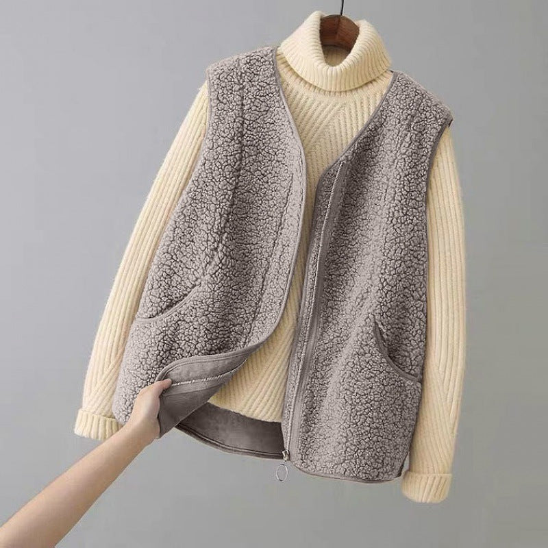 Women's Fleece Sweater Vest – Zip-Up with Pockets