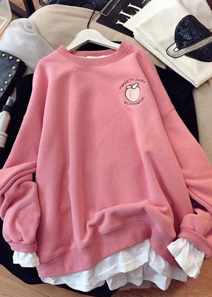 Women's Patchwork Sweatshirt – Crewneck Layered Print