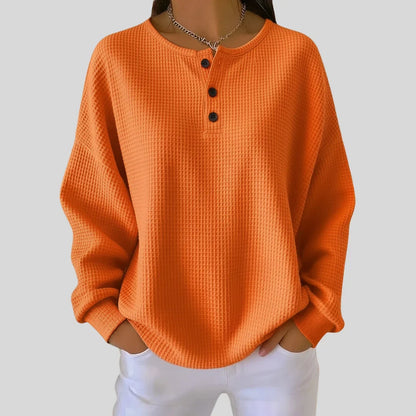 Women's Henley Neck Sweatshirt – Long Sleeve Pullover