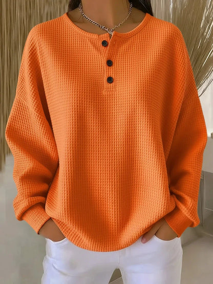Women's Henley Neck Sweatshirt – Long Sleeve Pullover