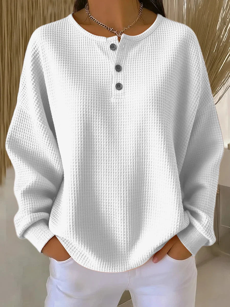 Women's Henley Neck Sweatshirt – Long Sleeve Pullover