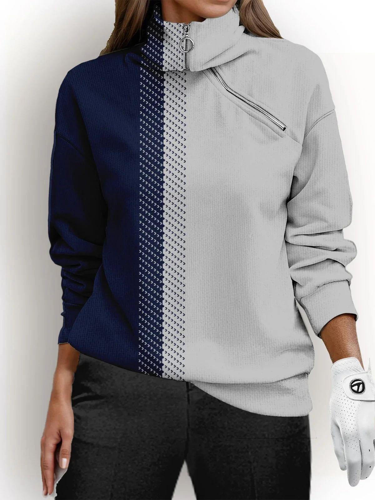 Women's Quarter-Zip Sweatshirt – Gray Long Sleeve