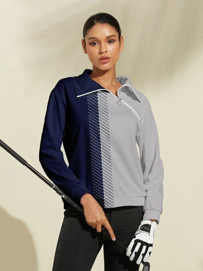Women's Quarter-Zip Sweatshirt – Gray Long Sleeve