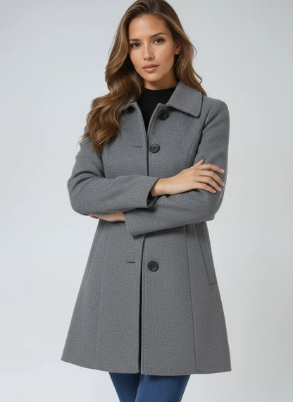Women’s Trench Coat - Classic Fit and Flare Button Front