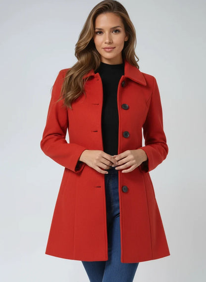 Women’s Trench Coat - Classic Fit and Flare Button Front