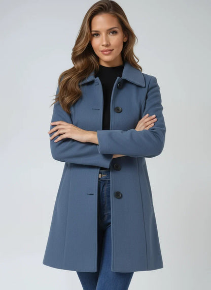 Women’s Trench Coat - Classic Fit and Flare Button Front
