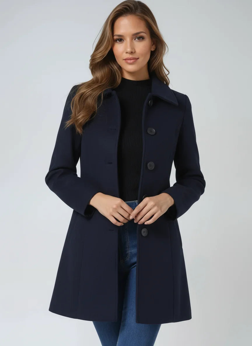 Women’s Trench Coat - Classic Fit and Flare Button Front