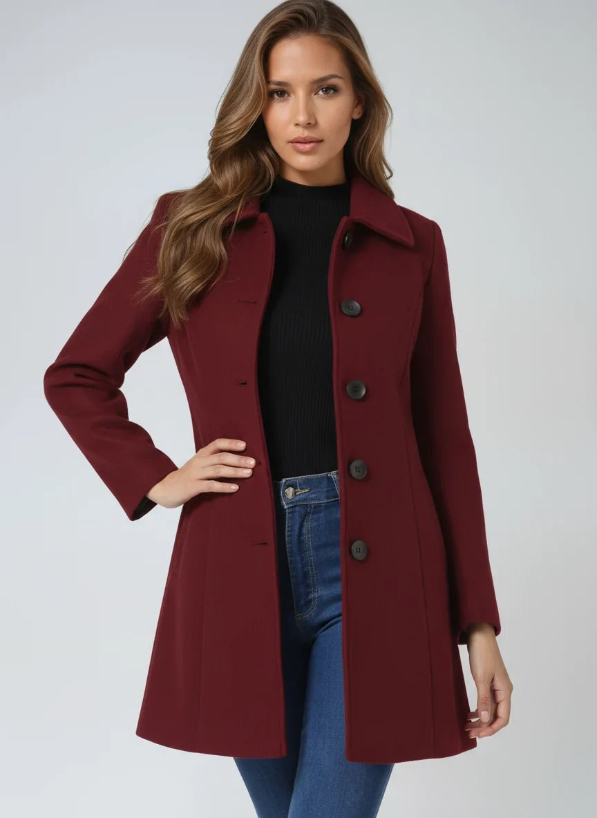 Women’s Trench Coat - Classic Fit and Flare Button Front