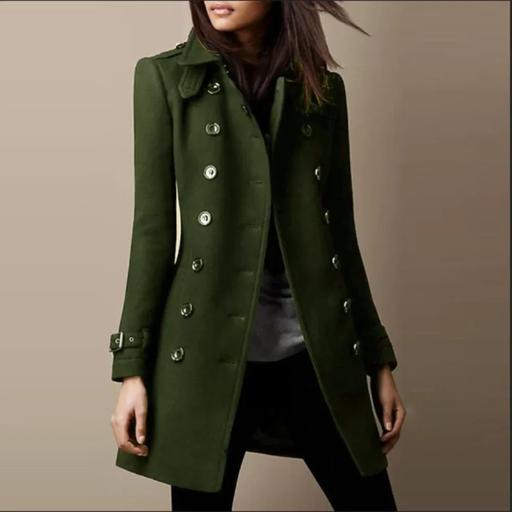 Women's Double-Breasted Trench Coat – Knee Length