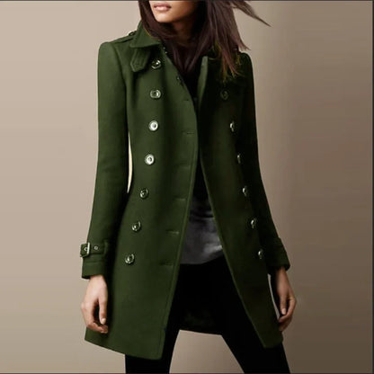 Women's Double-Breasted Trench Coat – Knee Length